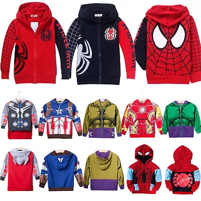 Buy Kind Boy' Captain America Superhero Iron Man Hooded Jacket Coat Winter Warm Top/ • 15.88£