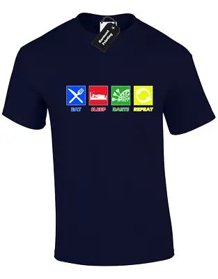 Buy Eat Sleep Darts Repeat Mens T-shirt Funny Darts Player Team Gift Present (col) • 7.99£