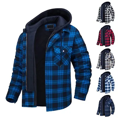 Buy 🌋 Mens Padded Shirt Lined Lumberjack Flannel Work Jacket Warm Thick Casual Coat • 21.59£