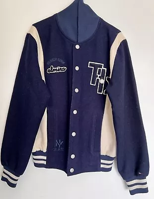 Buy TOMMY HILFIGER Mens Varsity Jacket UK Small Blue & White Wool Blend. • 29.99£