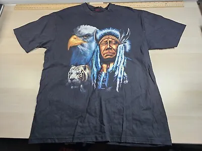Buy Aladdin Collection Graphic Native American Eagle Tiger T-Shirt Black Size XL • 16.99£