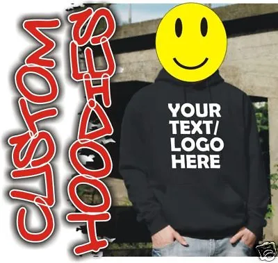 Buy CUSTOM PRINTED HOODIES 6 Colours Personalised Text Cool • 22.49£