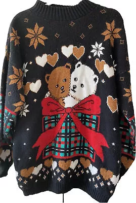 Buy Retro Vintage Teddy Bear Y2K Ugly Christmas Sweater 1990’s Grannycore Dana Scott • 28.95£