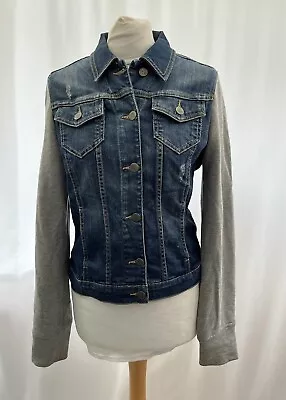 Buy Denim Jacket Limited M&S Size 12 Blue Denim Grey Jersey Sleeves Womens  • 16.49£
