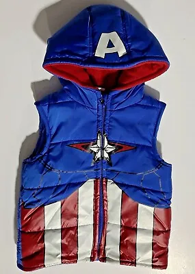 Buy Captain America Marvel Kids Hoodie Vest Jacket, Size 4 T. • 19.29£