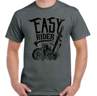 Buy Biker T-Shirt Easy Rider Mens Motorbike Motorcycle Electric Guitar Rock Music • 10.94£