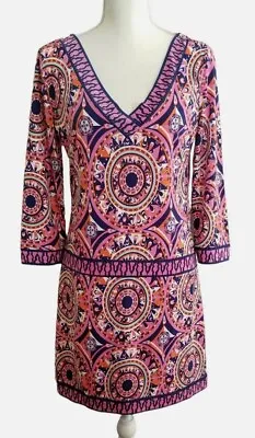 Buy Macbeth Collection Margaret Josephs Dress Boho Abstract Pink Stretch Size Medium • 14.21£