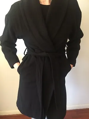 Buy H&m Conscious Women's Small 32 Black Wool Trench Coat Jacket Belt Style Used *ex • 27£