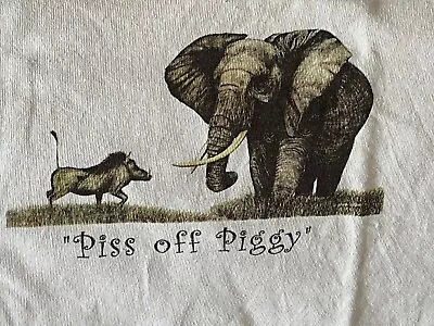 Buy  Piss Off Piggy  Amusing Warthog & Elephant  White T Shirt Xl • 1£