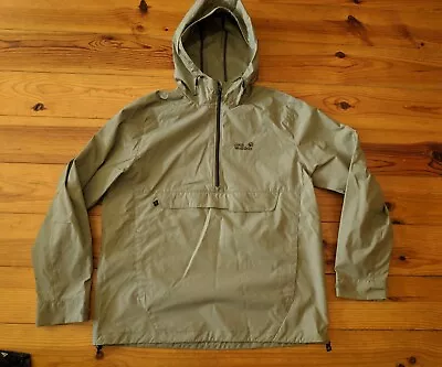 Buy Jack Wolfskin Function 65 Organic Mens Khaki Pullover Hooded Jacket Excellent L • 34.99£