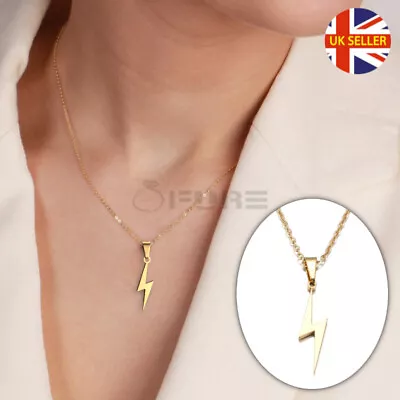 Buy 18ct Gold Plated Flash Lightning Bolt Pendant Choker Cool Charm Necklace Jewelry • 3.99£