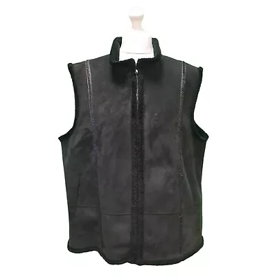 Buy D126 Women's Elvi Black Zipped Sleeveless Faux Fur Gilet Uk 26 Eu 54 • 25.99£