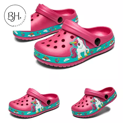 Buy Kids Clogs Hole Shoe Sandals Unicorn Dinosaur Beach Flat Slippers Anti Slip • 18.87£