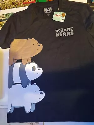 Buy We Bare Bears Black Large L Licensed Adult T-Shirt New With Tags • 19.99£