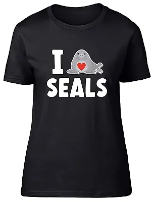 Buy Love Seals Womens T-Shirt Seal Heart Flippers Lover Ladies Gift Tee • 8.99£