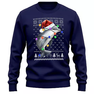 Buy Santa Dolphin Christmas Sweatshirt Wildlife Animal Men And Women Jumper Tree ... • 24.99£