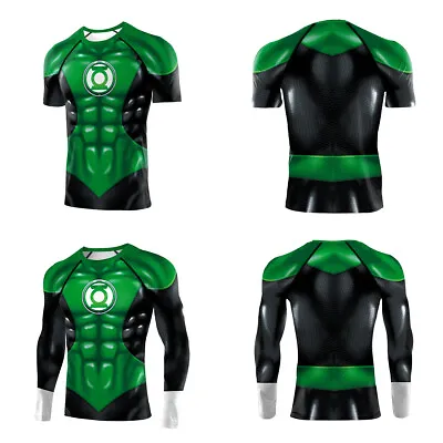 Buy 2022 Green Lantern 3D T-Shirt Cosplay Superhero Mens Tight Sports Tops Costumes • 10.80£