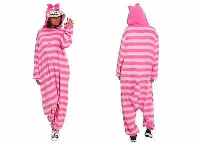 Buy Disney Alice In Wonderland Cheshire Cat Hooded Adult Soft Furry Pajamas Costume • 47.41£