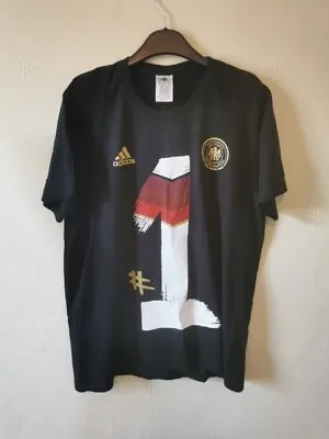 Buy Adidas Deutscher Fussball Bund German Football T Shirt Large Number 1 2014 Black • 12£