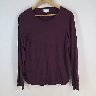 Buy Witchery Womens T Shirt Size L Burgundy Red Long Sleeve Round Neck Cotton 081247 • 14.42£