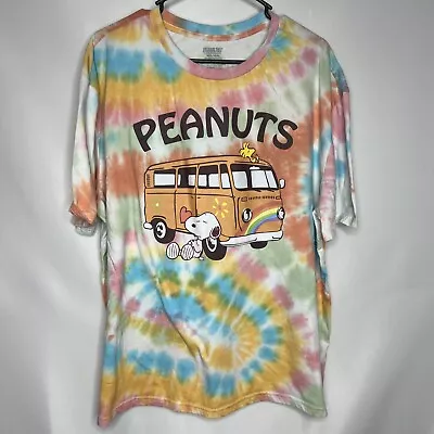 Buy Peanuts Womens Size XL Tie-Dyed Hippie Van Snoopy T-shirt Short Sleeve • 16.09£