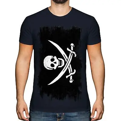 Buy Pirate Grunge Flag Mens T-shirt Tee Top Skull Gift Crossbones Clothing Shirt • 9.95£