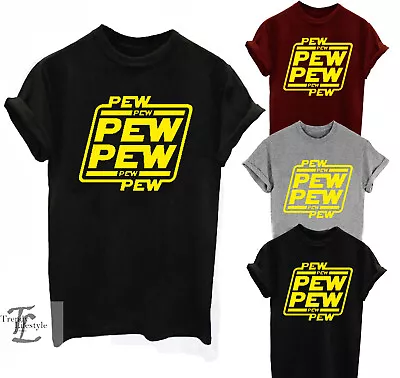 Buy Pew Pew Pew Star Blaster Jedi Wars Geek Nerd Trendy Unisex  Kids Ladies T-shirt • 7.89£