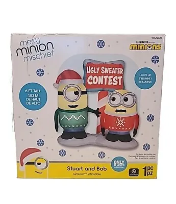 Buy 6 Ft Minions Ugly Sweater Contest Lighted Yard Inflatable - Never Opened In Box • 122.80£