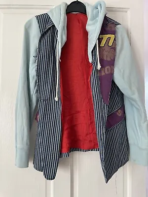 Buy Ringspun Blue Stripe Hooded  Punk Style Striped  Jacket/ Blazer UK 12 Retro • 25£