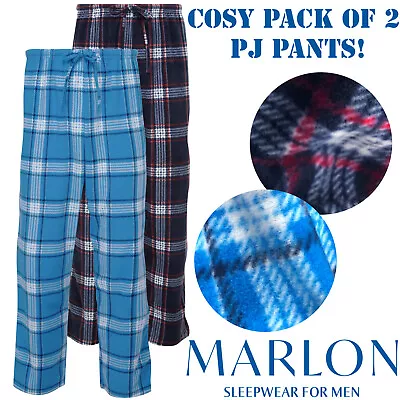 Buy Marlon Mens Pyjamas Fleece Pack Of 2 Pjs Loungewear Cosy Nightwear For Him • 24.99£
