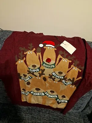 Buy BNWT Next Mens Reindeer Christmas Knitted Jumper - Small • 16.99£