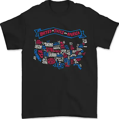 Buy USA State Map United States Of America Mens T-Shirt 100% Cotton • 8.49£