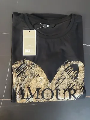Buy V By Very: Amour Paris Cotton Conscious Black T-shirt Short Sleeve - UK22 • 6.99£