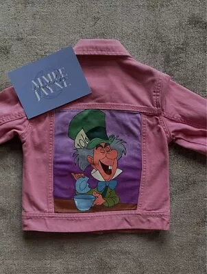 Buy Custom Hand Painted Mad Hatter Kids Denim Jacket Size 5 Years  • 50£