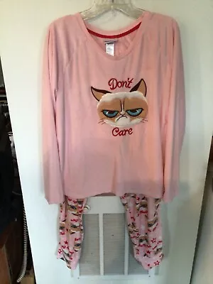 Buy Women's Plus Grumpy Cat Peach Pink Velour Sleepwear 2 Pc Pajamas Sz 2X(18-20W) • 14.47£