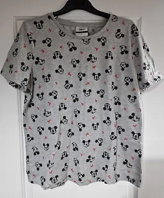 Buy Mickey Mouse Disney Preloved T Shirt C&A Size Large Grey All Over Print • 4.99£
