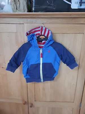 Buy Next Boys  6-9 Months Reversible Hooded Jacket Blue Grey Red • 0.99£