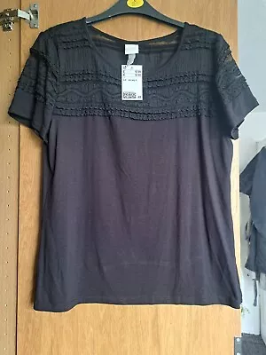 Buy H&M Black Lace Top / T-shirt Size L BNWT • 4.99£