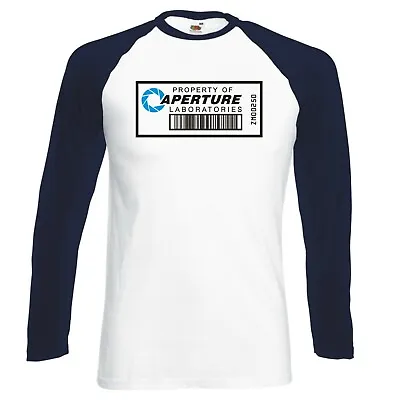 Buy Inspired By Portal  Aperture Laboratories Barcode  Longsleeve Baseball T-shirt • 16.99£