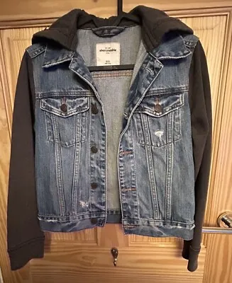 Buy Abercrombie Kids Denim Jacket With Jersey Hood Sleeves Size 10 / VGC • 3£