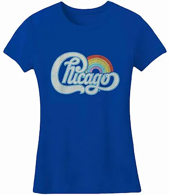 Buy Chicago Rainbow Logo Graphic Boyfriend Fit Juniors T-Shirt - Rock Band Music Tee • 22.72£