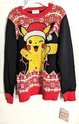 Buy Jumping Beans: Pokemon (Winking Pikachu) Christmas Knitted Kids Sweater Size: 5 • 16.87£