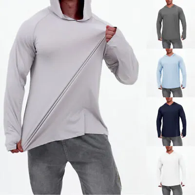Buy UPF50+ Men's Long Sleeve Sun/UV Skin Protection T-Shirts Outdoor Fishing Hoodies • 13.79£