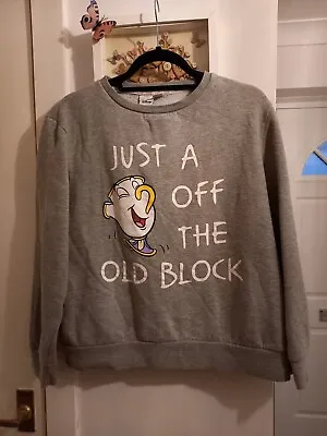 Buy Disney Sweatshirt  Beauty And The Beast Chip Off The Old Block  Large L  Grey • 2.50£