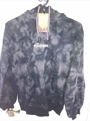 Buy NEW WITH TAGS! Ladies Ellesse Tie Dye Hoodie. Grey With Pink 'laces'. Size 6. • 9.99£