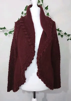 Buy Joe Browns Burgundy Red Knitted Shrug Edge To Edge Cardigan Size 14 Circular • 15£