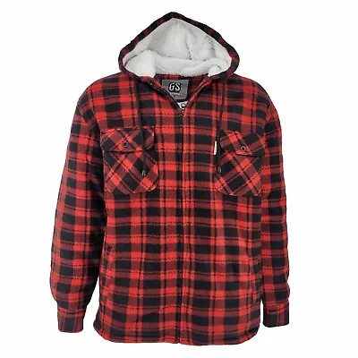 Buy Mens Padded Hooded Sherpa Fur Lined Lumberjack Flannel Work Jacket Warm Thick UK • 20.99£