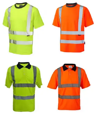 Buy Hi Viz High Visibility Polo & Round Neck Short Sleeve Safety  T-shirt Reflective • 6.99£