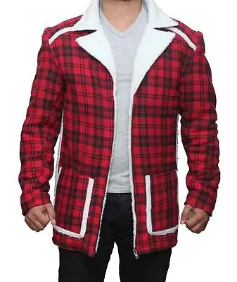 Buy Deadpool Ryan Reynolds Red Shearling Fur Jacket Coat - 100% Money Back Guarantee • 82.72£