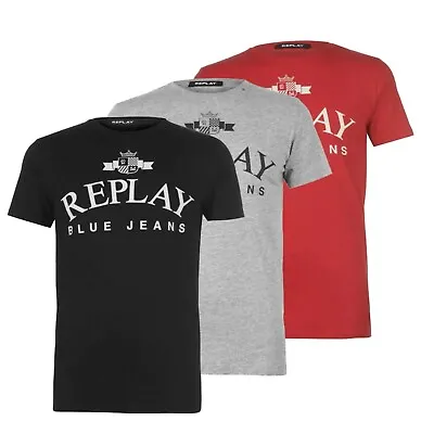 Buy Mens Replay Jeans Logo Big And Tall Short Sleeves T Shirt Sizes From S To XXXL • 22.99£